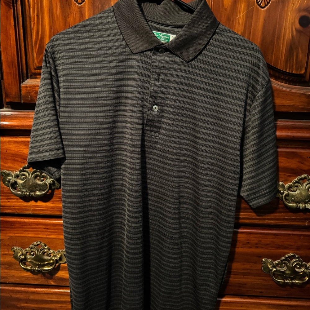 Hogan Black and Gray Striped Polo Shirt